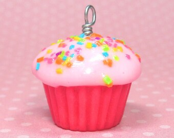 Cupcake Earrings Fuschia Pink with crystal Sprinkled frosting studs Cupcake Earrings Fuschia Pink with crystal Sprinkled frosting studs