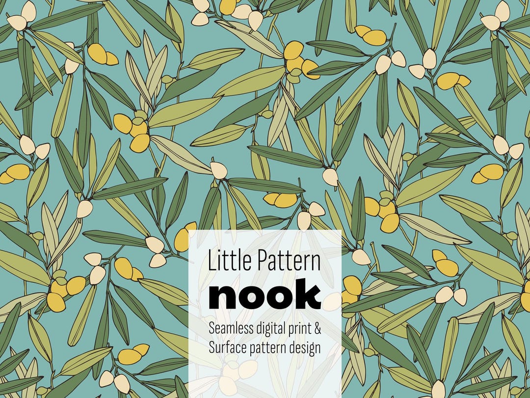 Sage Pattern Sample Sage Green Botanical Pattern, Minimal Leaf Seamless Design, Soft Blue ...
