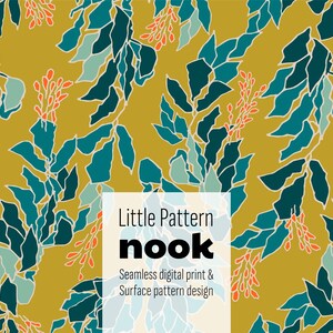 Hand drawn leaves Seamless Pattern, Nature Inspired Abstract Print, Green Botanical Repeat (Instant Digital Download PNG & JPG)