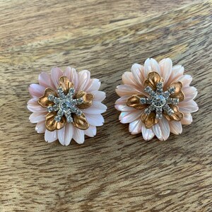 Pink MOP and Brass Flower Studs