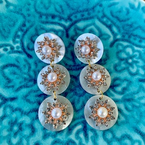 Mother of pearl disc earrings image 1