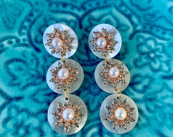 Mother of pearl disc earrings