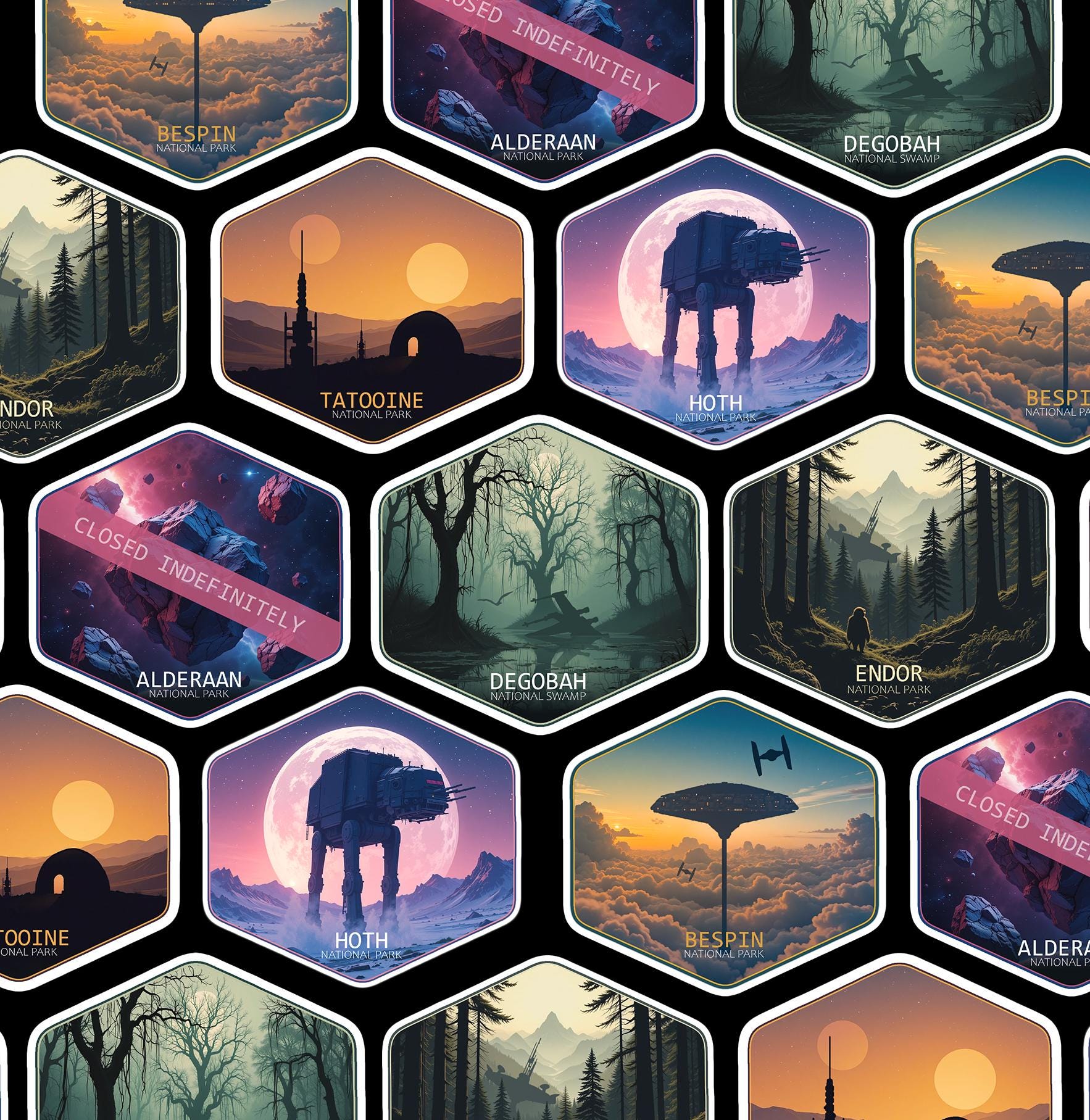 National Park Stickers - Star Wars Inspired - Free Shipping