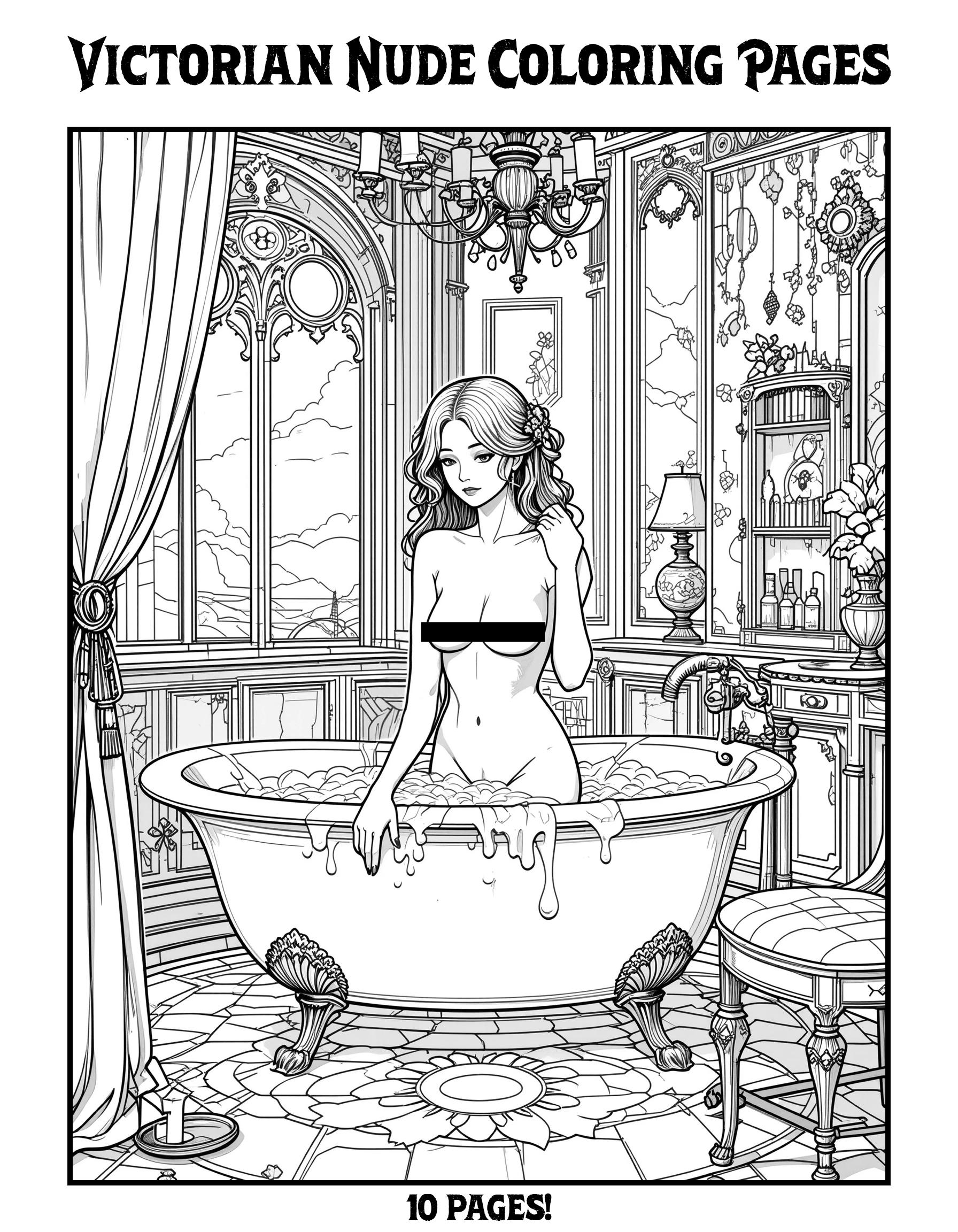 Victorian Nude Coloring Pages | Adult Coloring Pages | Instant Download ...