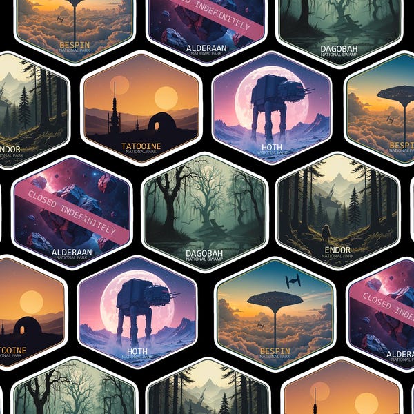 Pegatina del Parque Nacional de Star Wars: vinilo mate, resistente al agua