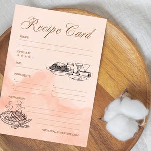 Editierbare Rezeptkarte – Beige / Orange | Essen & Trinken Illustration | Canva Vorlage