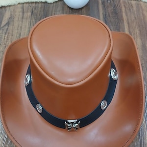 Leather Handmade Cowboy Hat Brown Unisex Durable and Stylish Western Style Headwear