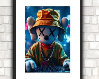 KAWS Hypebeast Wall Art, Hypebeast Decor & Toys, Printables Minimalist Hypebeast Kaws Figure Poster, Digital Download, Masculine Wall Art,
