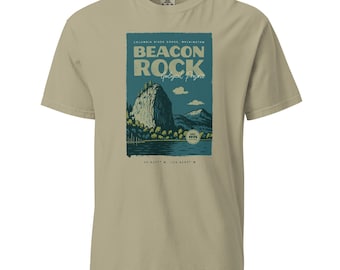 Beacon Rock T Shirt Columbia River Gorge Graphic Tee Pacific Northwest Outdoor Shirt Hiking Graphic Tee Washington Landmark Travel Souvenir