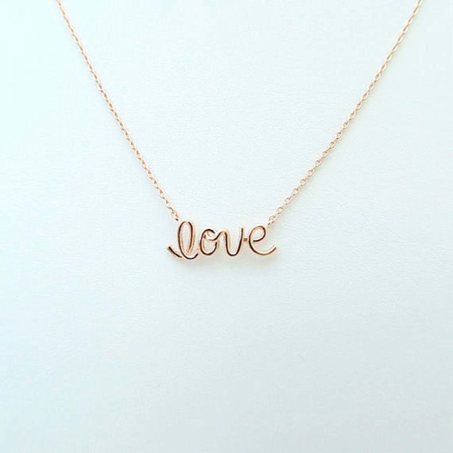 Love Necklace Script Love Word Necklace Lucky Charm Necklace Etsy