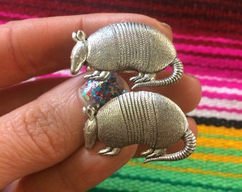 Handmade silver plated armadillo Cuff links // office business wedding groom dapper // holiday gift idea under 20 // southwestern western