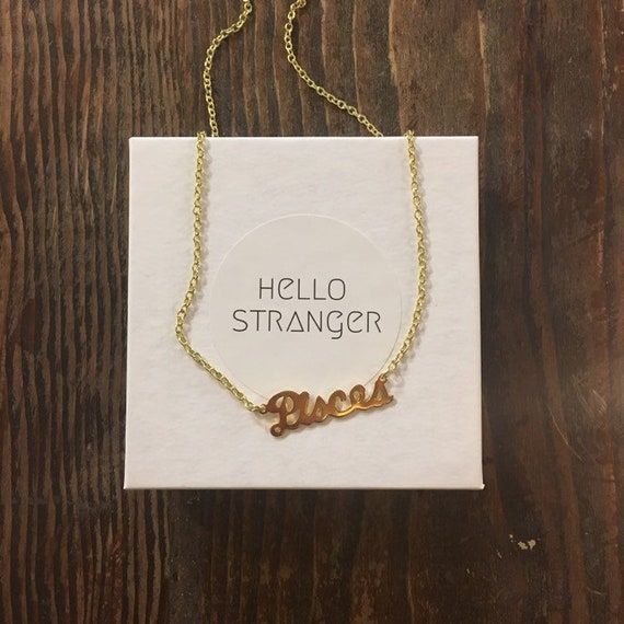 Handmade PISCES Zodiac Script Necklace 