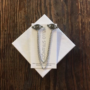 Handmade evil eye collar pins // all seeing eye lapel cardigan sweater clip broach // lead and nickel free // unisex gift idea under 20