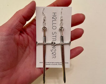 Totally Metal XL Silver Dagger Earrings