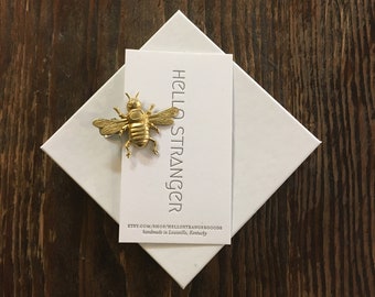 Handmade vintage style bumblebee barrette hair clip // gift idea for her // boho nature bug winged insect // spirit animal symbol