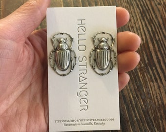Handmade scarab beetle Cuff links // vintage aged oxidized silver insect // silver plated brass lead and nickel free // Father's Day