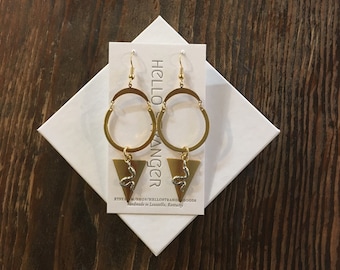 Geometric snake dangle Earrings // hand made in USA // lead and nickel free // bohemian spirit animal witchy punk goth