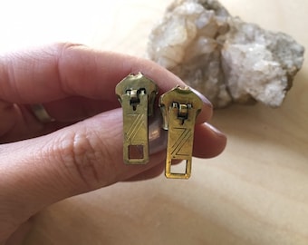 Handmade vintage zipper stud post Earrings // made in USA // seamstress tailor fashion designer // gift idea under 30
