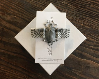 Giant scarab winged beetle tie bar clip // handmade in the USA // unique mens statement piece // vintage antique style  dapper bug insect