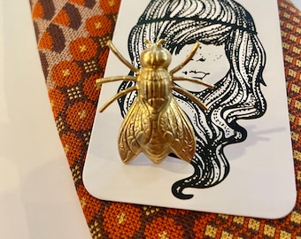 Brass fly tie tack lapel pin // handmade in the USA // unique mens statement piece gift idea