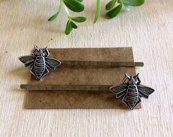 Handmade vintage style bumblebee bobby pins // gift idea for her // boho nature bug insect // Holiday gift idea // entomologist entomology