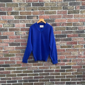Vintage Bush Keller Royal Blue Varsity V-Neck award sweater // Sz 40 // (ht22109)