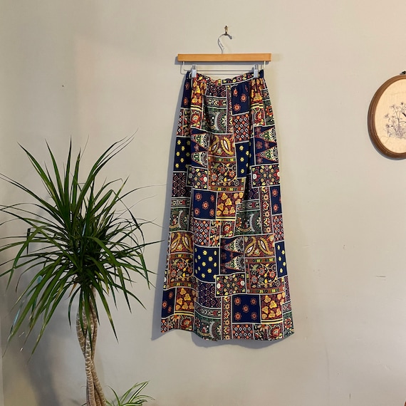 Vintage 60s psychedelic print maxi skirt // Size … - image 1