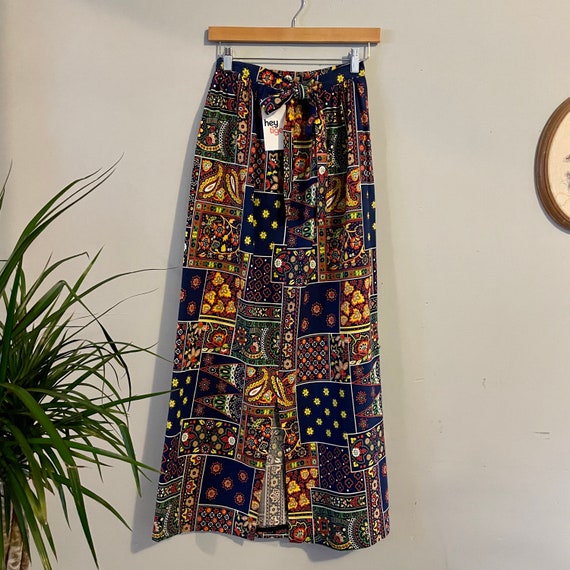 Vintage 60s psychedelic print maxi skirt // Size … - image 5