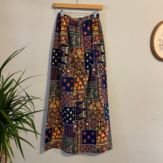 Vintage 60s psychedelic print maxi skirt // Size … - image 6