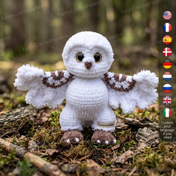 シロフクロウのあみぐるみ編み図、PDFおもちゃ作りガイド - Etsy 日本