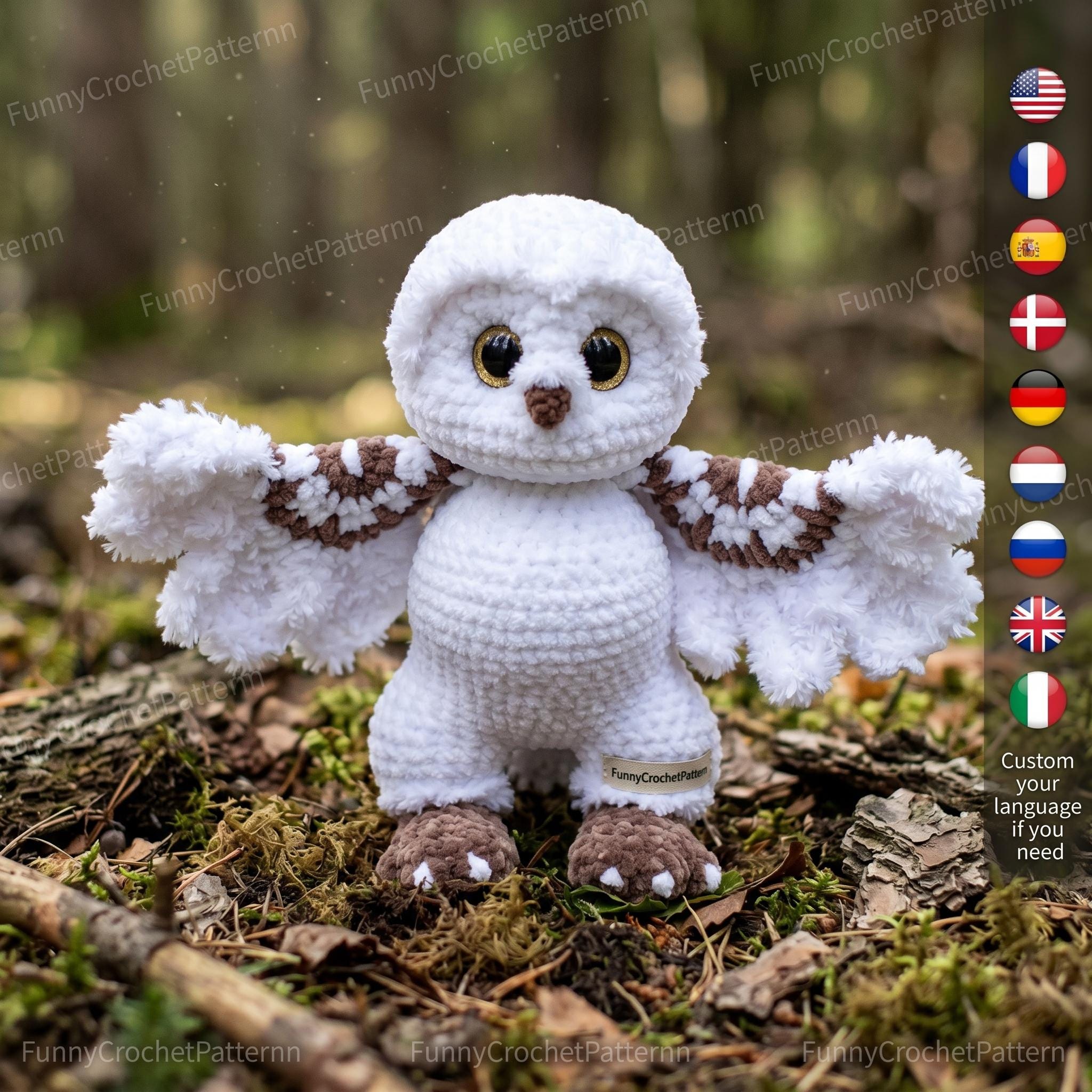 シロフクロウのあみぐるみ編み図、PDFおもちゃ作りガイド - Etsy 日本