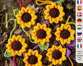 Crochet Sunflower Keychain Pattern, No-Sew Beginner Friendly (Digital Download)