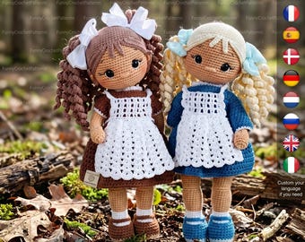 Modèle de poupée au crochet débutant PDF, tutoriel de style vintage Amigurumi Mila