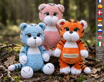 Realistic Tiger Amigurumi Crochet Pattern - Lifelike Striped Big Cat Plush Tutorial PDF , Beginner Tutorial