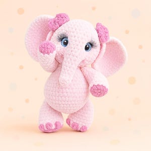 Virkmönster elefant, Amigurumi handledning PDF på engelska, amigurumi handgjord barnpresent till julklapp souvenirdjur