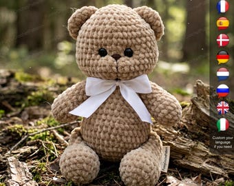 Modèle d'ours en peluche au crochet, tutoriel amigurumi en peluche (téléchargement PDF)