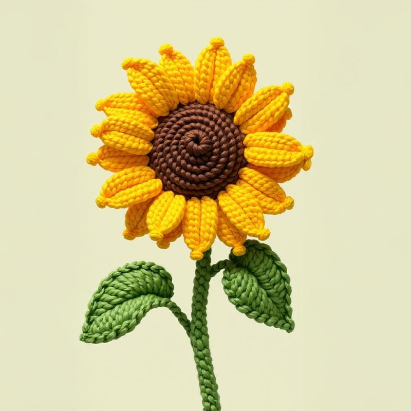 Crochet SUNFLOWER Pattern PDF. Crochet flowers. Sunflower with leaves. Amigurumi pattern. Crochet pattern for home decor.