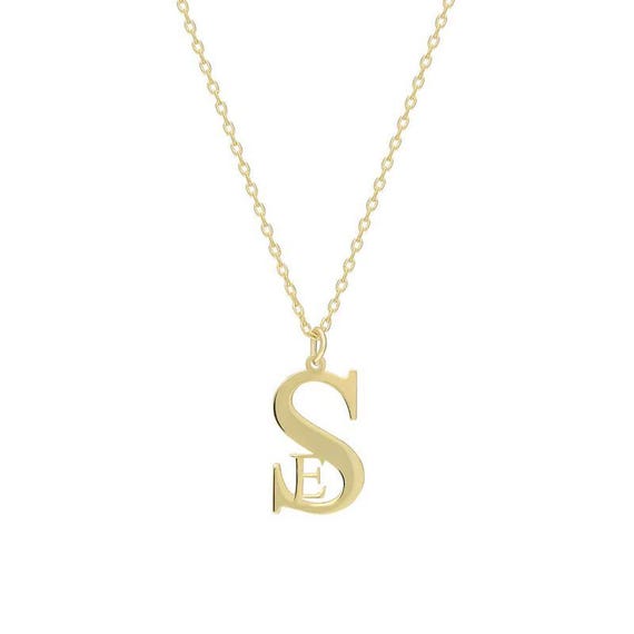Two Letter Initial Necklace 925 Sterling Silver Personalized Necklace