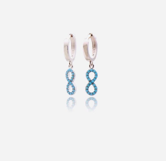 925 Sterling Silver Infinity Earrings with Turquoise Nano Stones – 2.5 g