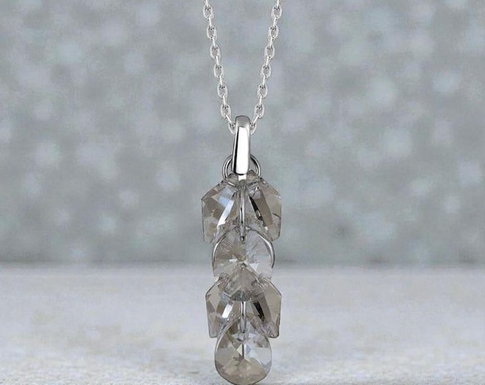 Featured listing image: Crystal Cluster Silver Necklace 925 Sterling Silver Elegant Gift for Women