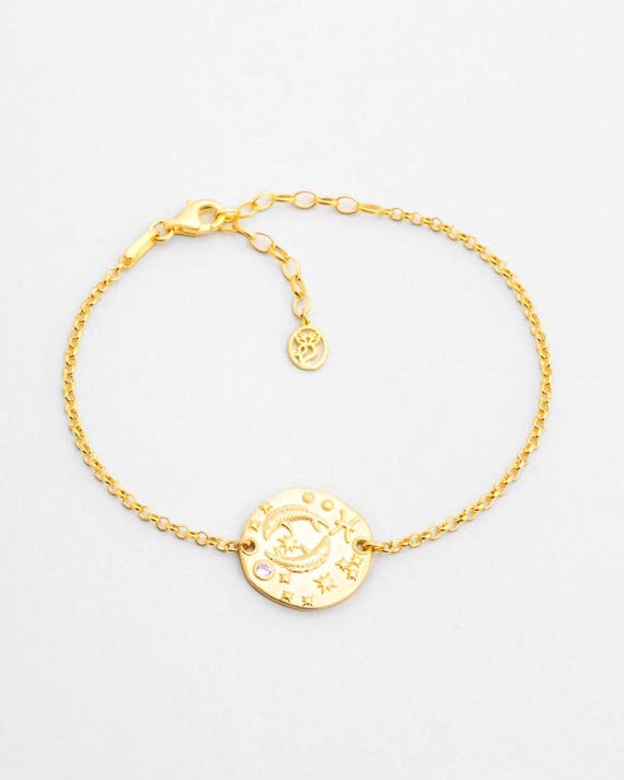 Pisces Zodiac Gold Plated Silver Bracelet Adjustable Horoscope Jewelry Gift