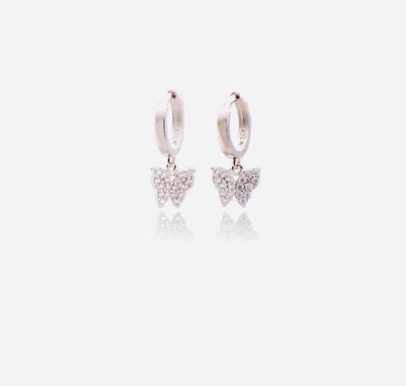925 Sterling Silver Zircon Butterfly Earrings – 2.5 g