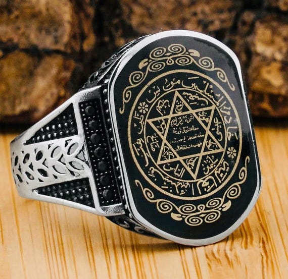 925 Sterling Silver Men’s Ring with Seal of Solomon Design