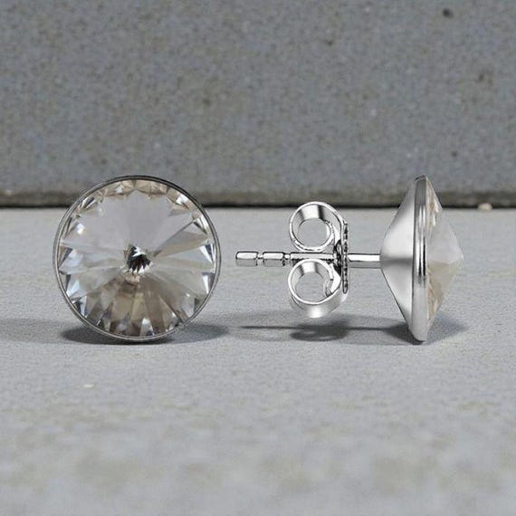 Crystal Stud Silver Earrings