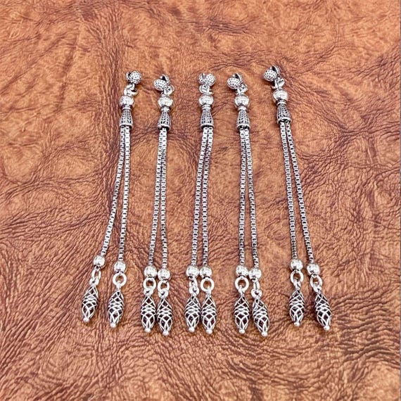 925 Sterling Silver Ottoman Misbaha Tassel, Double Chain Prayer Bead