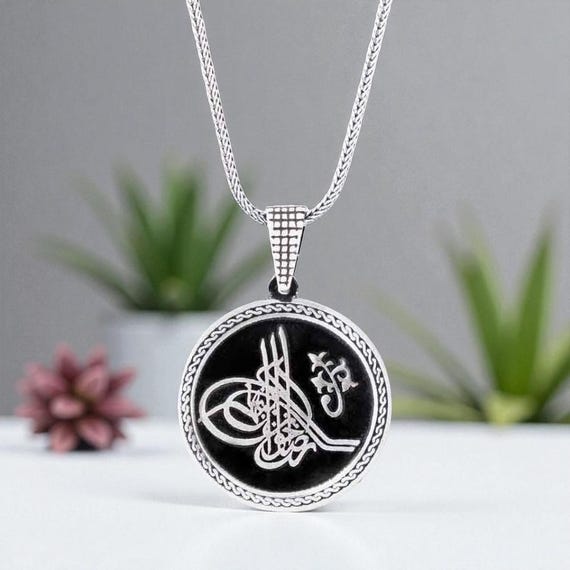 925 Silver Ottoman Tughra Mens Necklace