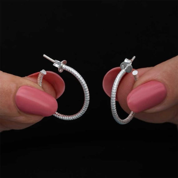 Thin Hoop Earrings for Women 925 Sterling Silver Rhodium Plated Minimal