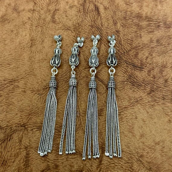925 Sterling Silver Handmade Carved Design Misbaha Tassel  Silver Tasbih