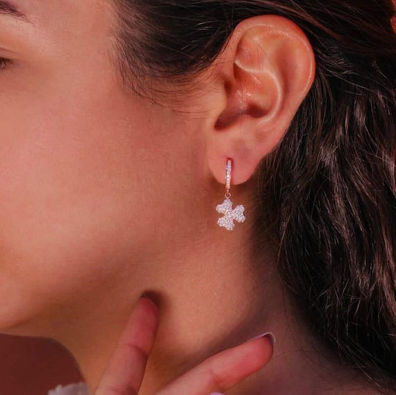 925 Sterling Silver Triple Heart Drop Earrings with Zircon – Rose Gold Plated