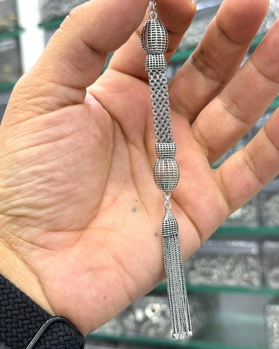 925 Sterling Silver Tasbih Tassel Handmade Chain Design Classic & Modern Style